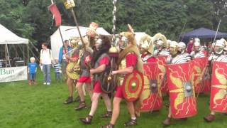 Roman Reenactment at the Amphitheatre in Caerleon Marching In [upl. by Tades257]