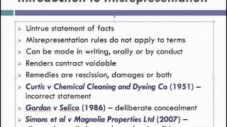 Misrepresentation Lecture 1 of 4 [upl. by Anitsahs]